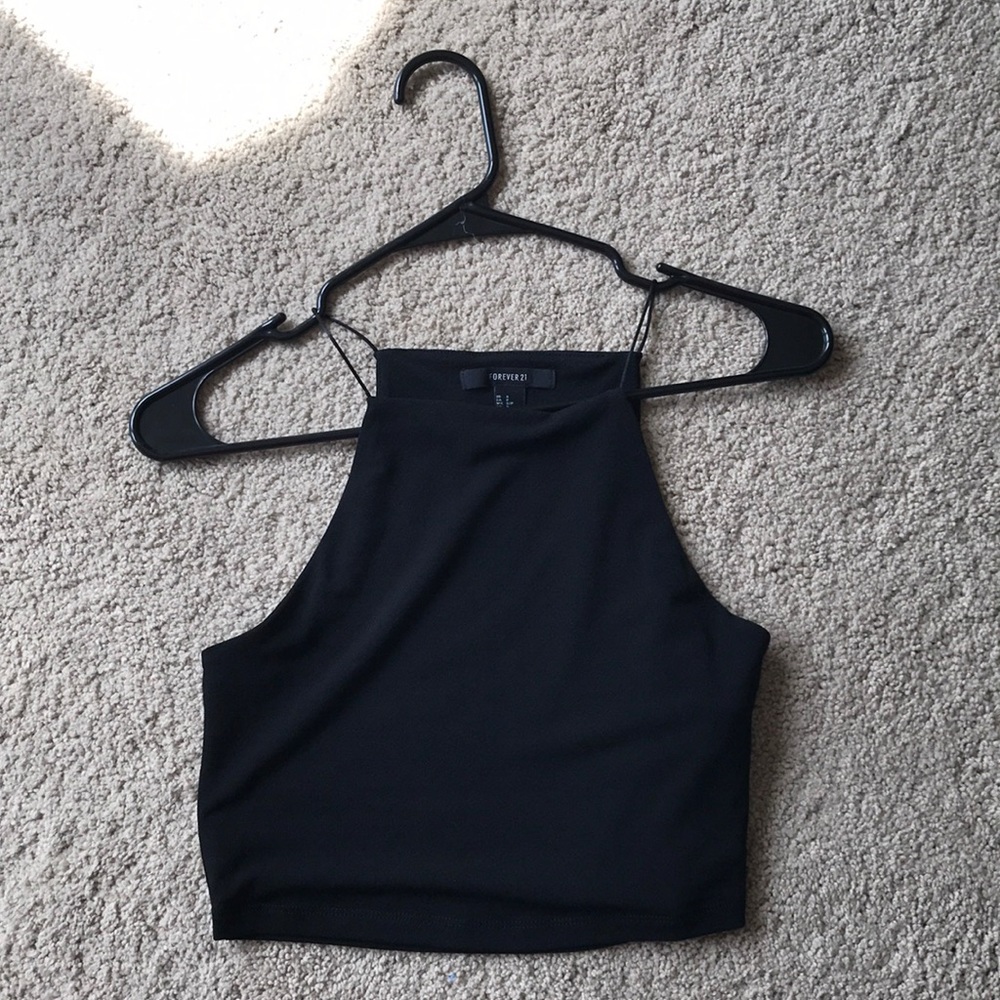 High neck black crop too